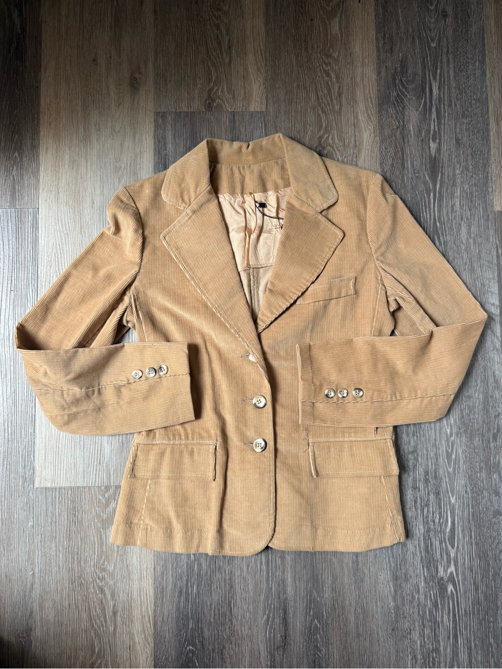 Vintage 70s Shrunken Classic Women's Corduroy Blazer Jacket in Camel